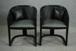 A pair of contemporary tub chairs, Grace 834/PMC by Mauro Lipparini for Potocco design. H.77cm. (