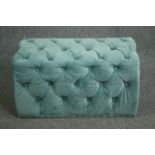 Footstool, contemporary, deep buttoned upholstery. H.42 W.76 D.39cm.