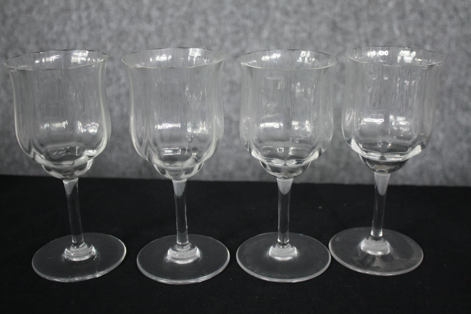 A mixed collection of glass: A conical Whitefriars glass, Baccarat wine glasses, a Bohemian gilt - Image 3 of 10