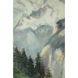 F.E. Butt. A mid twentieth century watercolour of the Dauphiné Alps. Signed lower left. Framed and