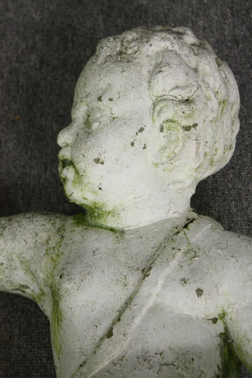 A pair of painted concrete garden cherubs. H.78cm. (Each). - Image 5 of 7