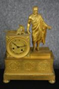 Mantel clock, 19th century French gilt spelter. H.32 W.22. D.9cm.