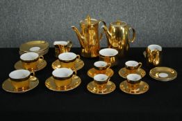 A vintage Royal Worcester gold lustre pattern tea set. Incomplete. Comprised of a teapot, coffee