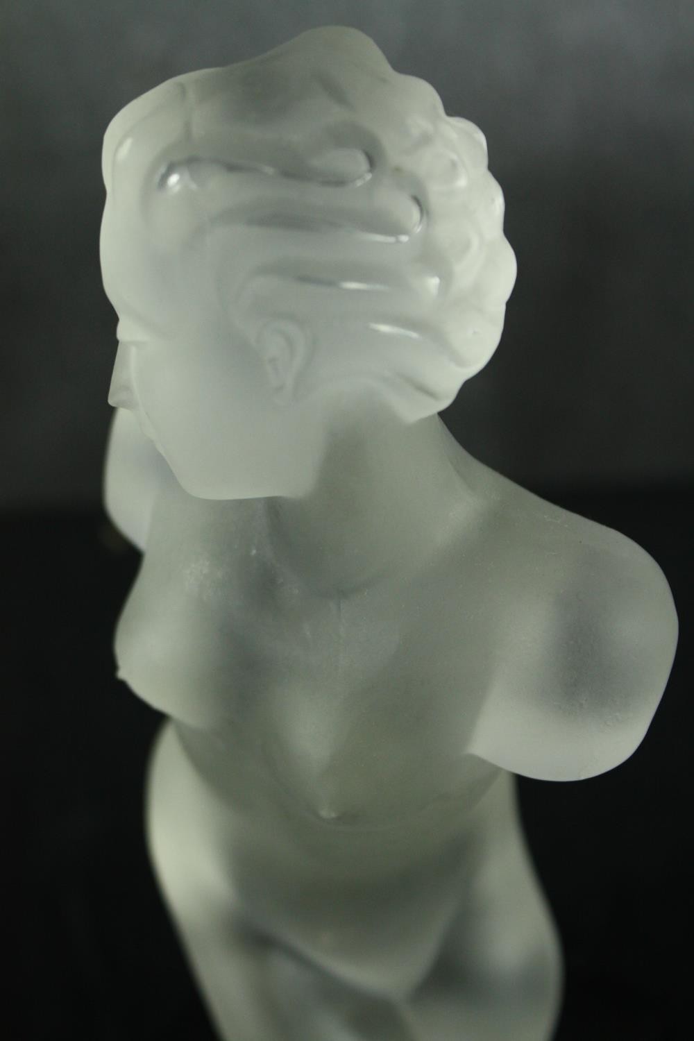 A Schlevogt Czech Art Deco frosted glass figure of a nude female torso by Eleon Von Rommel. H.29cm. - Image 6 of 6