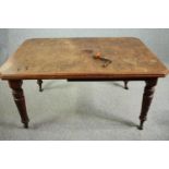 Dining table, Victorian walnut with fixed central leaf. H.74 W.148 D.104cm.