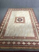 Carpet, vintage with geometric Classical motifs. L.295 W.198cm.