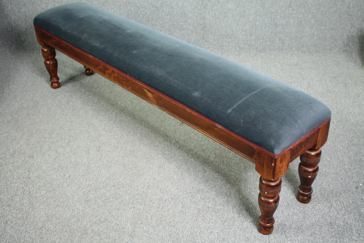 Window seat or hall bench, 19th century stained pine. H.53 W.182 D.36cm. - Image 2 of 5