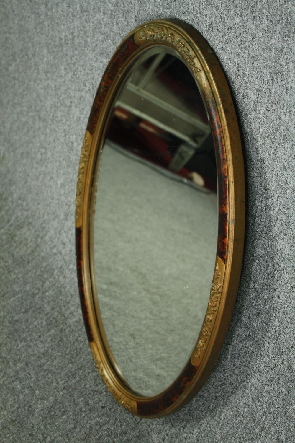 Wall mirror, C.1900 giltwood and gesso with faux tortoiseshell decoration. H.74 W.48cm. - Image 3 of 5