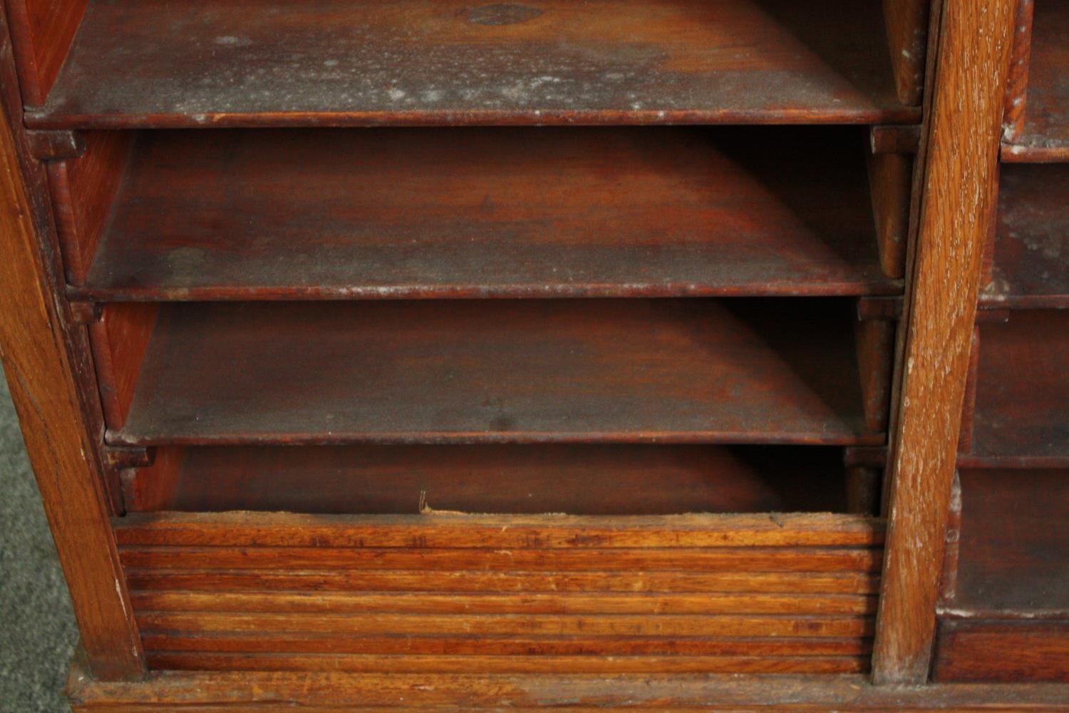 Filing cabinet, late 19th century oak. (Tambour shutter in need of repair). H.120 W.93 D.41cm. - Image 5 of 6