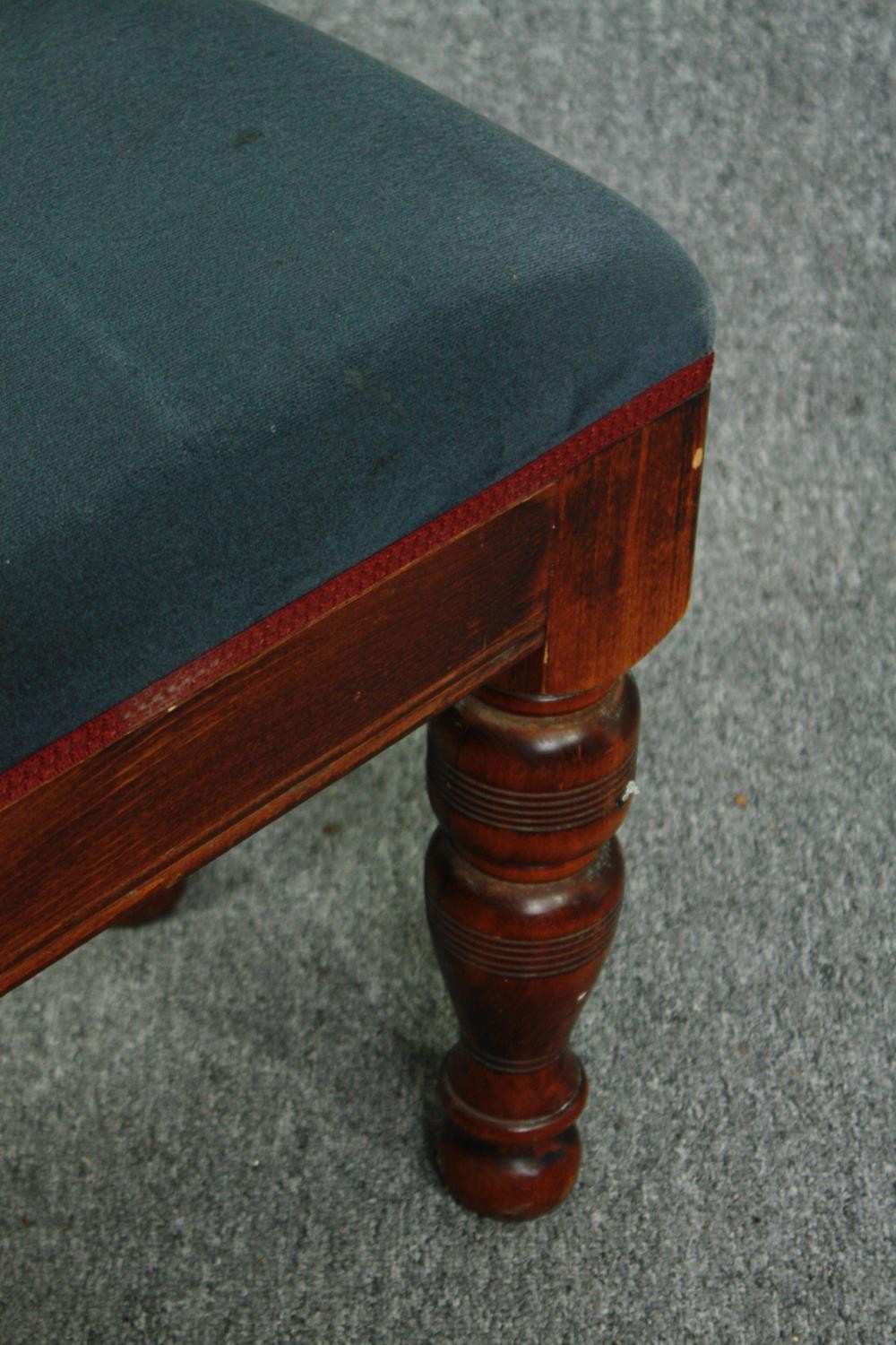 Window seat or hall bench, 19th century stained pine. H.53 W.182 D.36cm. - Image 4 of 5