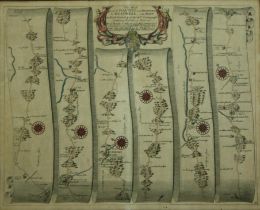 A 19th century framed and glazed strip map; Pembroke. H.40 W.49cm.