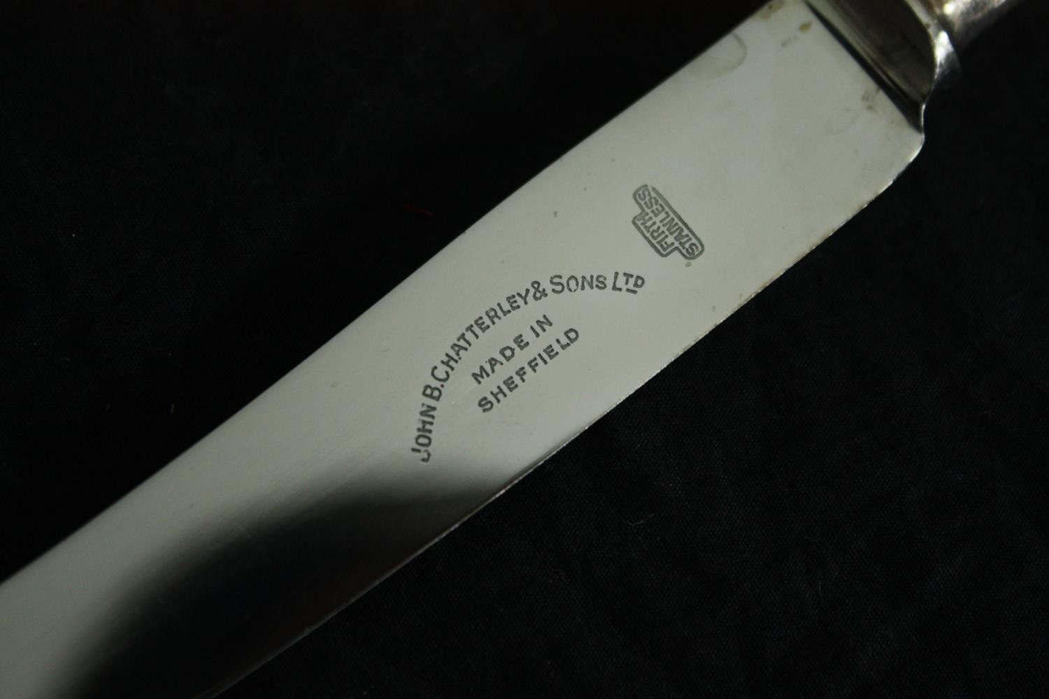 A cased canteen of silver plated cutlery, John B Chatterley. H.10 W.47 D.31cm. - Image 6 of 8