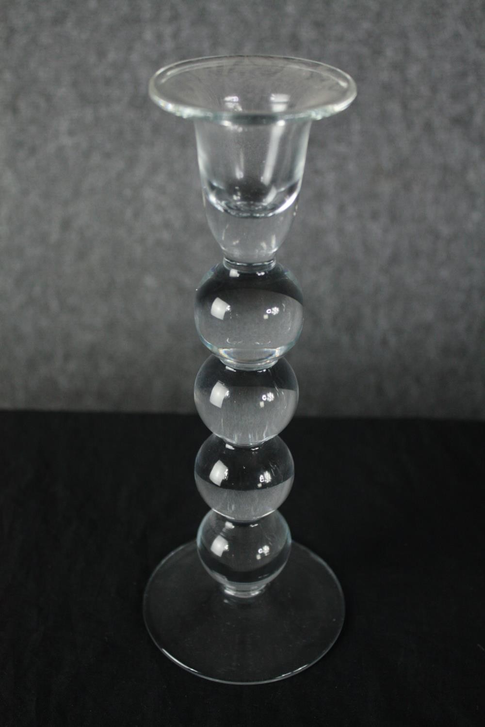 A mixed collection of glass including a decanter, candlestick and bowls one of which is in the shape - Image 2 of 11