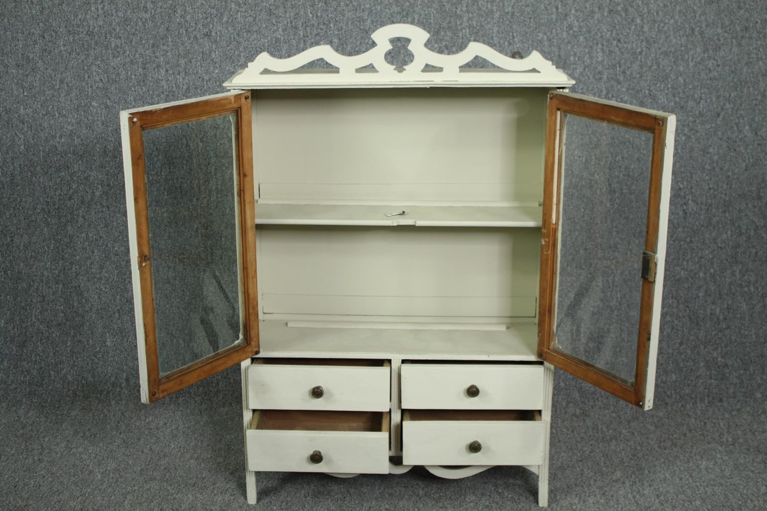 A wall hanging cabinet in the form of a dresser. painted Continental style. H.92 W.60 D.19cm. - Image 2 of 5