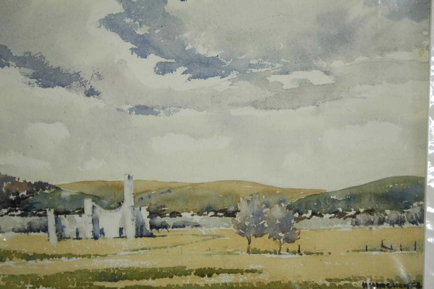 Harland Hinchcliffe (1908-2007), two unframed watercolour landscapes, unframed and signed. H.41 W.