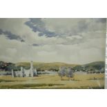 Harland Hinchcliffe (1908-2007), two unframed watercolour landscapes, unframed and signed. H.41 W.
