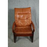 A mid century Mobel-Fiske leather upholstered armchair. H.93cm.