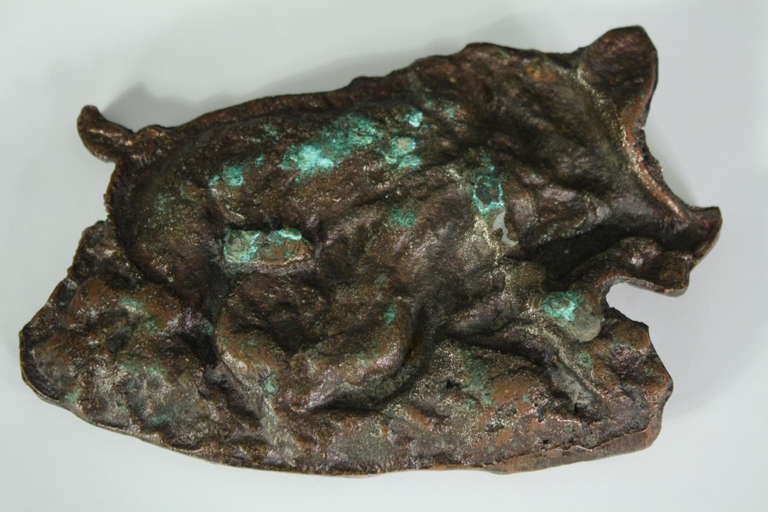 A bronze figure of a wild boar. L.16 W.10cm. - Image 2 of 3