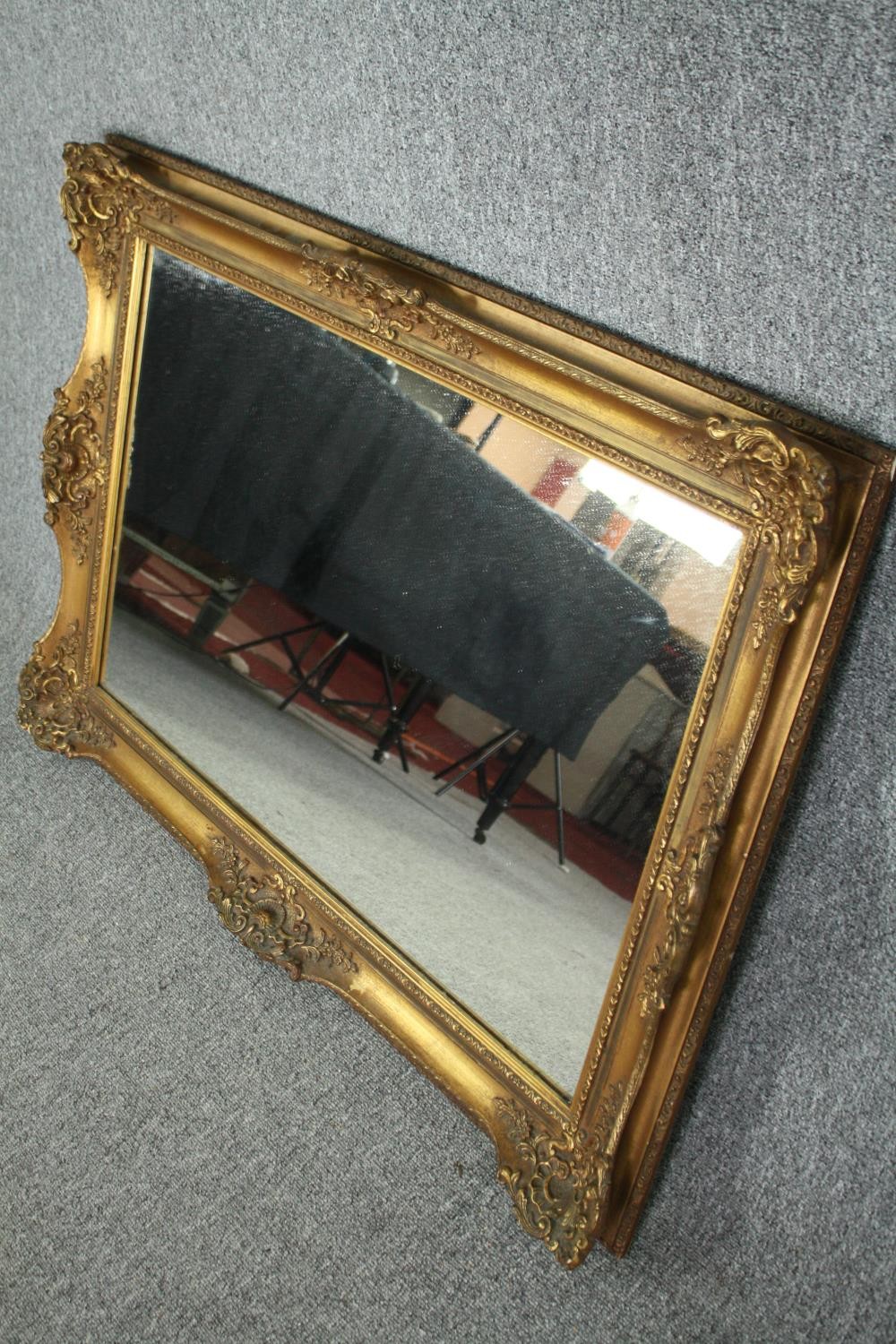 Wall mirror, contemporary gilt framed with bevelled plate. H.80 W.110cm. - Image 3 of 5