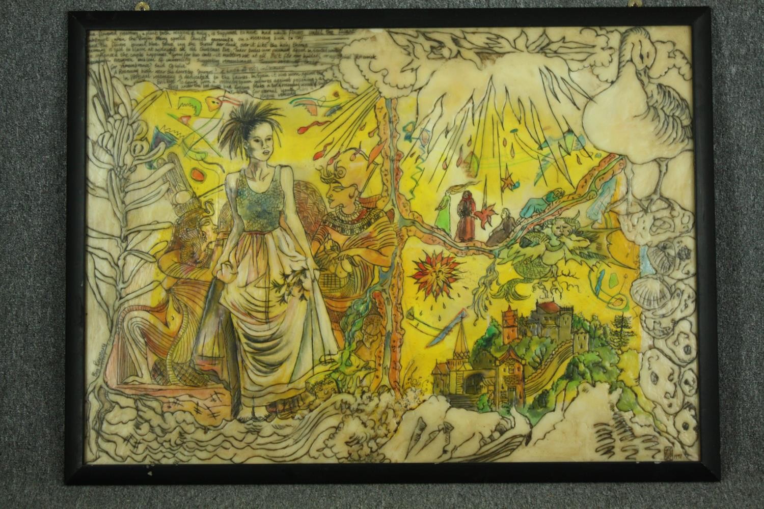 A large mixed media work, a paean to rosemary. Framed and glazed. H.84 W.113cm. - Image 2 of 7