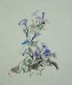 Wendy Yeo (b.1937), watercolour framed and glazed, a bird amongst flowers, signed and with artist'