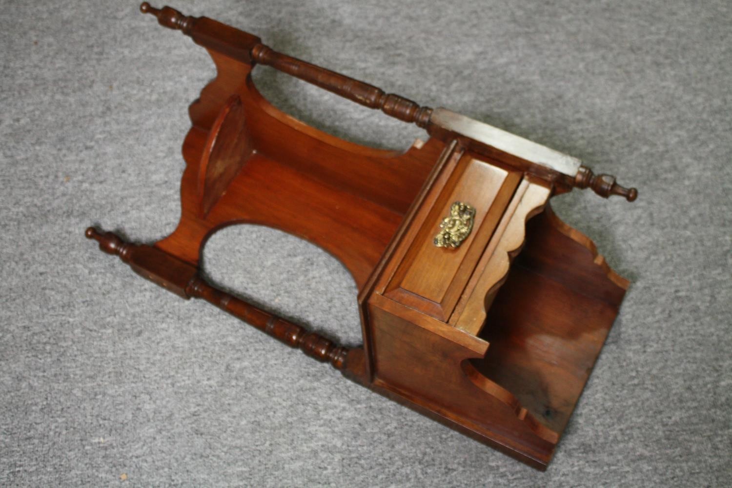 A Victorian mahogany swing mirror along with a pair of 19th century walnut corner wall brackets. H. - Image 10 of 11