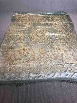 A Victorian silk hand embroidered bed throw. L.275 W.215cm.