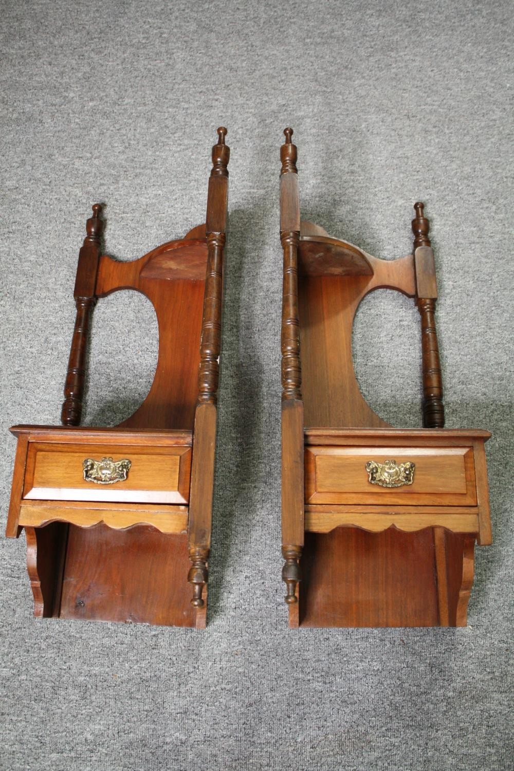 A Victorian mahogany swing mirror along with a pair of 19th century walnut corner wall brackets. H. - Image 6 of 11