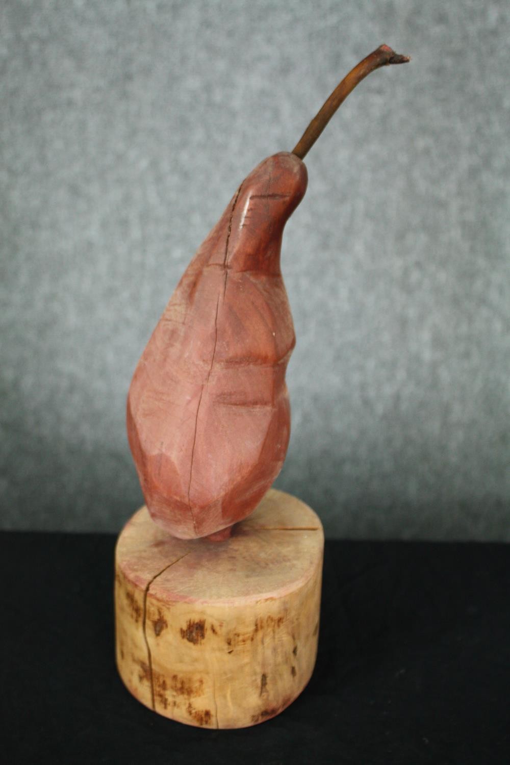 Contemporary art, a carved and painted pear. H.34cm. - Image 3 of 4