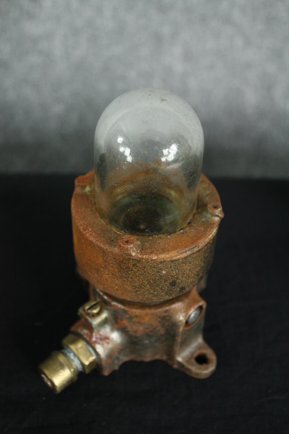 A collection of seven mid century cast iron and brass industrial switches and valves along with - Image 5 of 9