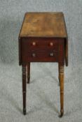 Pembroke work table, late Georgian mahogany. H.71 W.76 (ext) D.50cm.