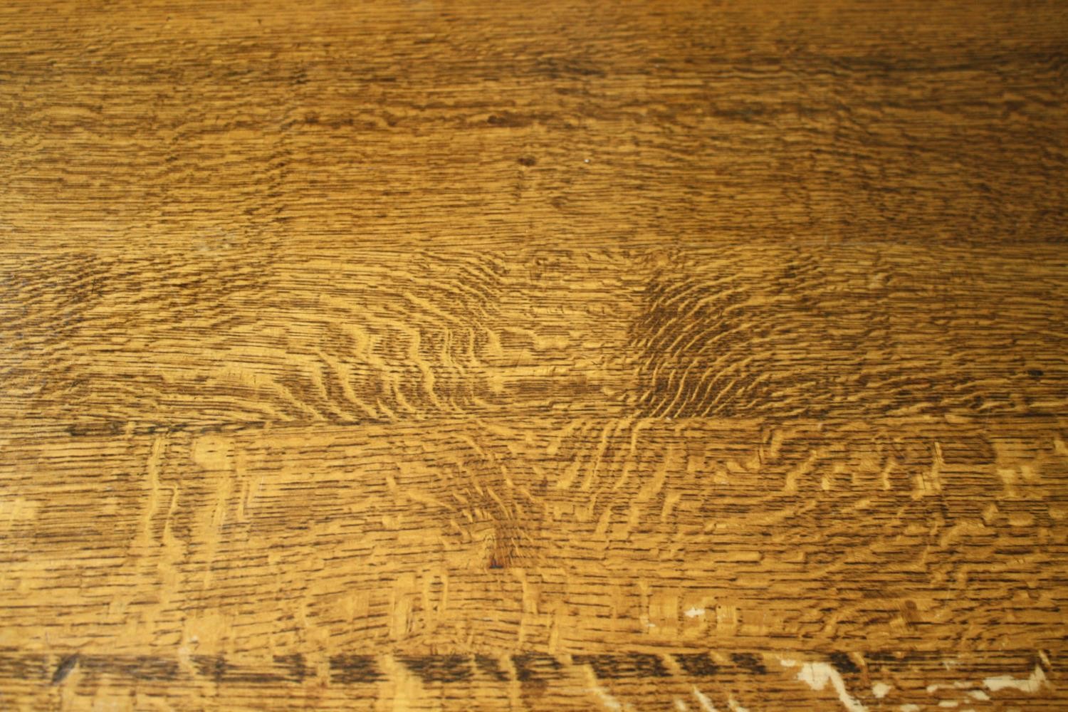 Dining table, mid century oak Jacobean style with draw leaf action. H.76 W.183 (ext) D.83cm. - Image 6 of 6