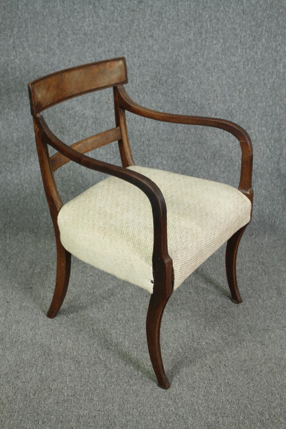 Armchair, Regency mahogany bar back on fluted sabre supports. - Image 2 of 6