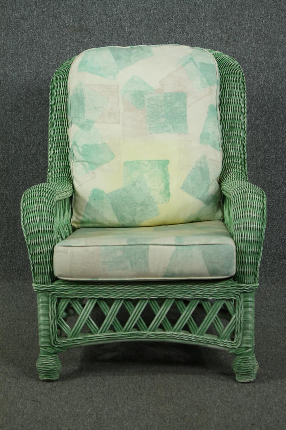 A pair of contemporary loom style conservatory armchairs. H.103 W.73 D.80cm. (each) - Image 2 of 8