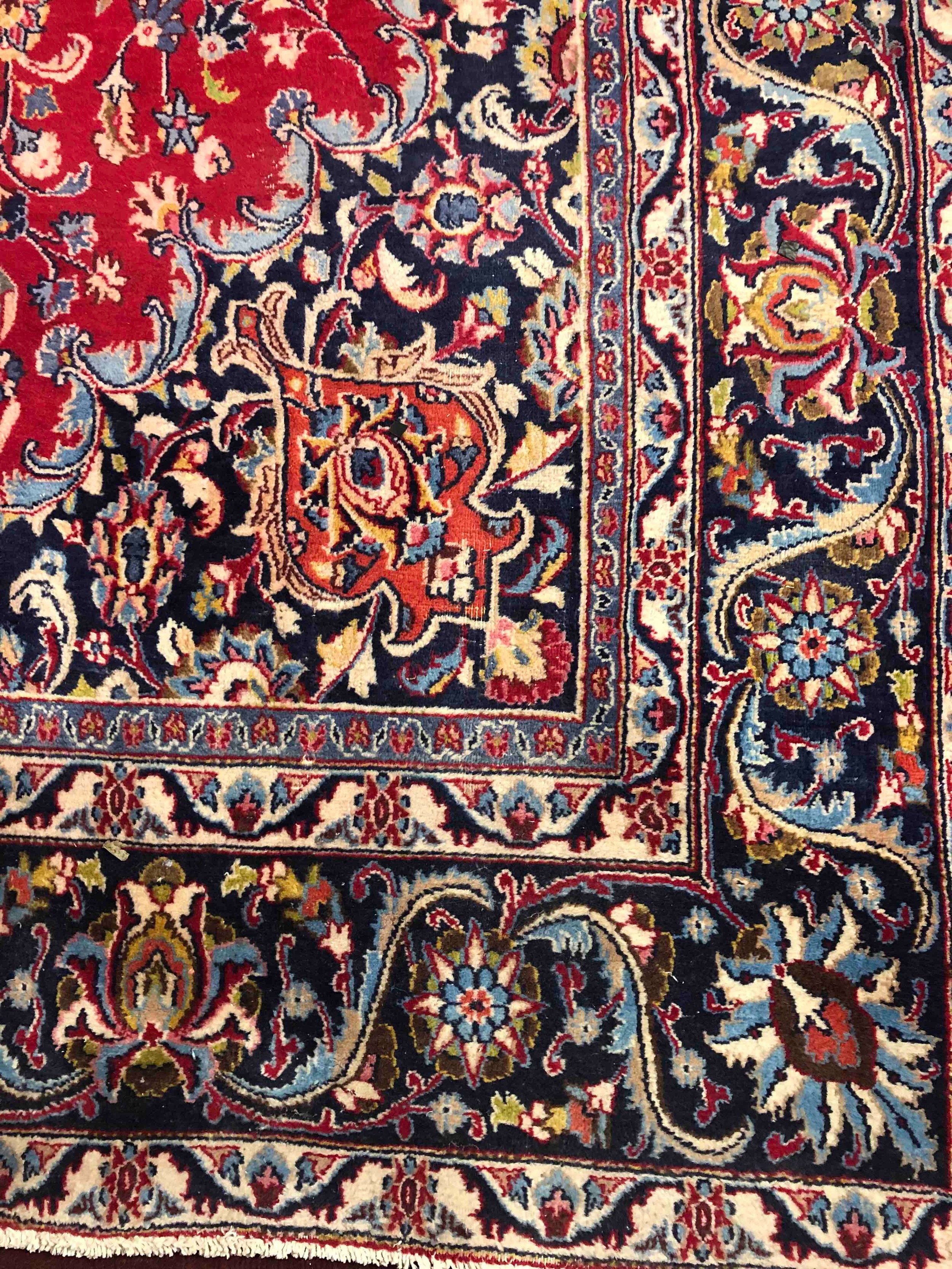 Carpet, Persian Tabriz with central pole medallion and scrolling foliate decoration across a - Image 3 of 4