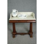 Washstand, Victorian mahogany and marble along with a 19th century water jug and bowl. H.86 W.90 D.