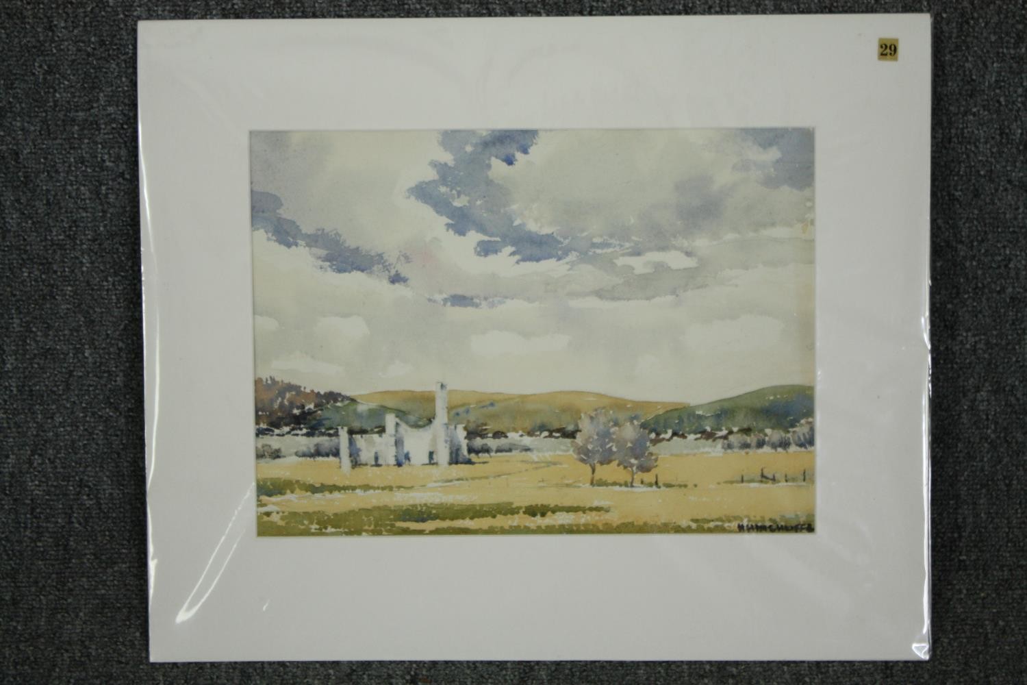 Harland Hinchcliffe (1908-2007), two unframed watercolour landscapes, unframed and signed. H.41 W. - Image 2 of 5