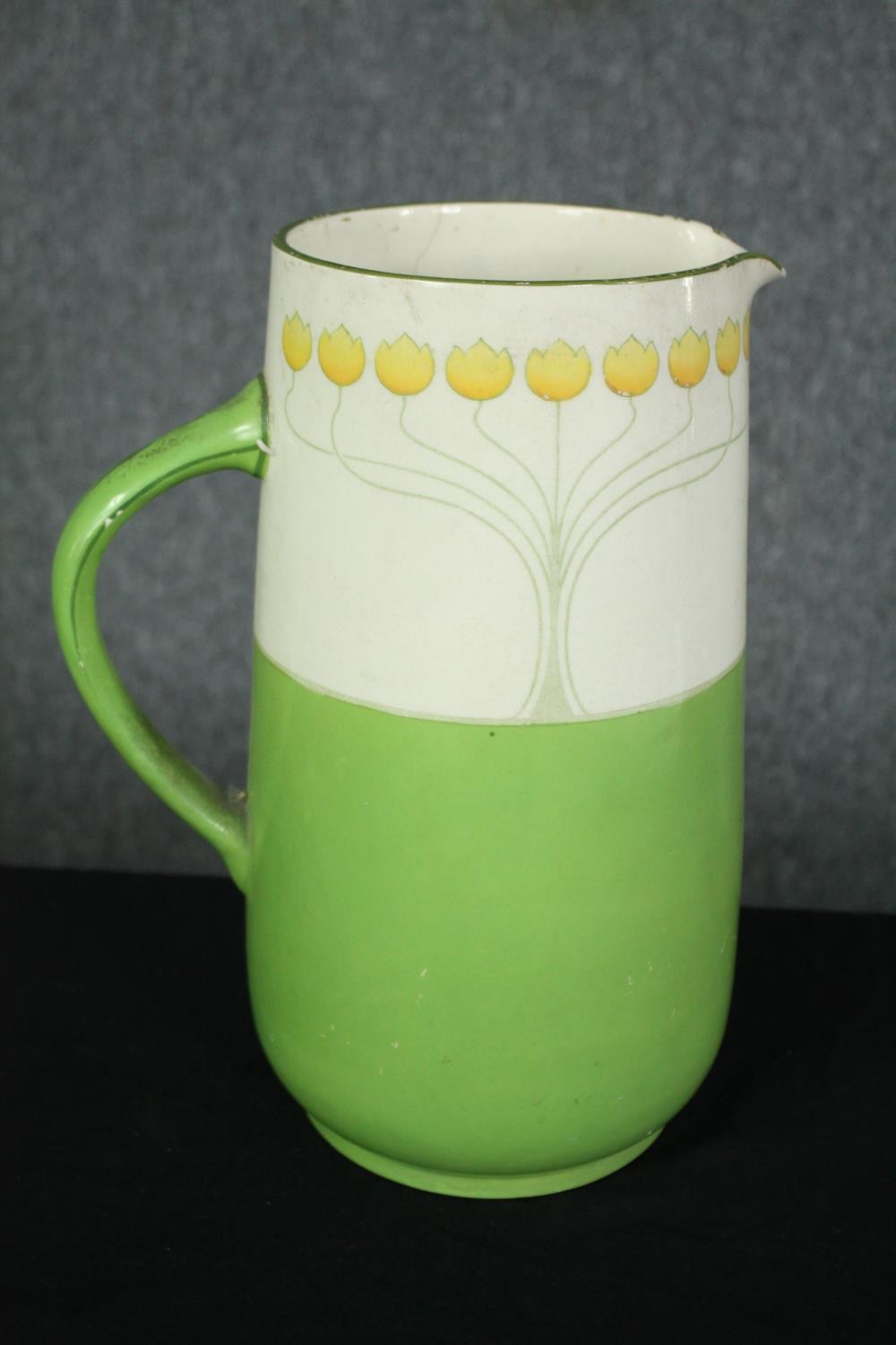 A mid century Spence Edge water jug of Art Nouveau influence. H.31cm.