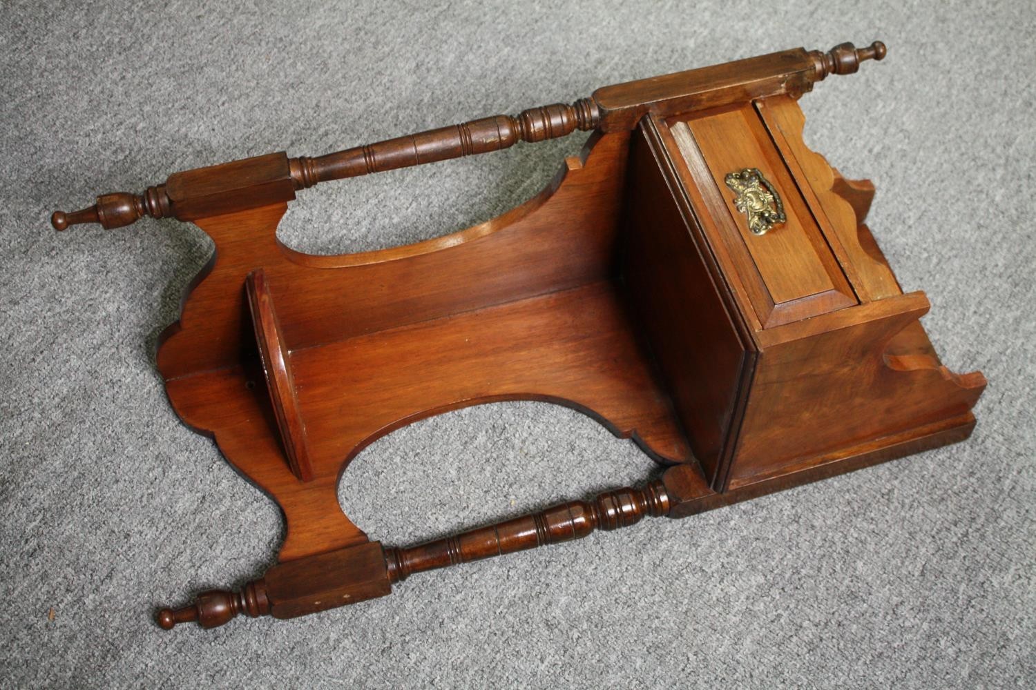 A Victorian mahogany swing mirror along with a pair of 19th century walnut corner wall brackets. H. - Image 9 of 11