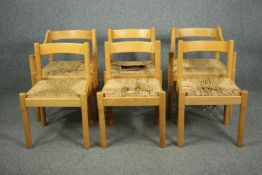 Vico Magistretti, (1920-2006), a set of six Carimate dining chairs in beech, to include two
