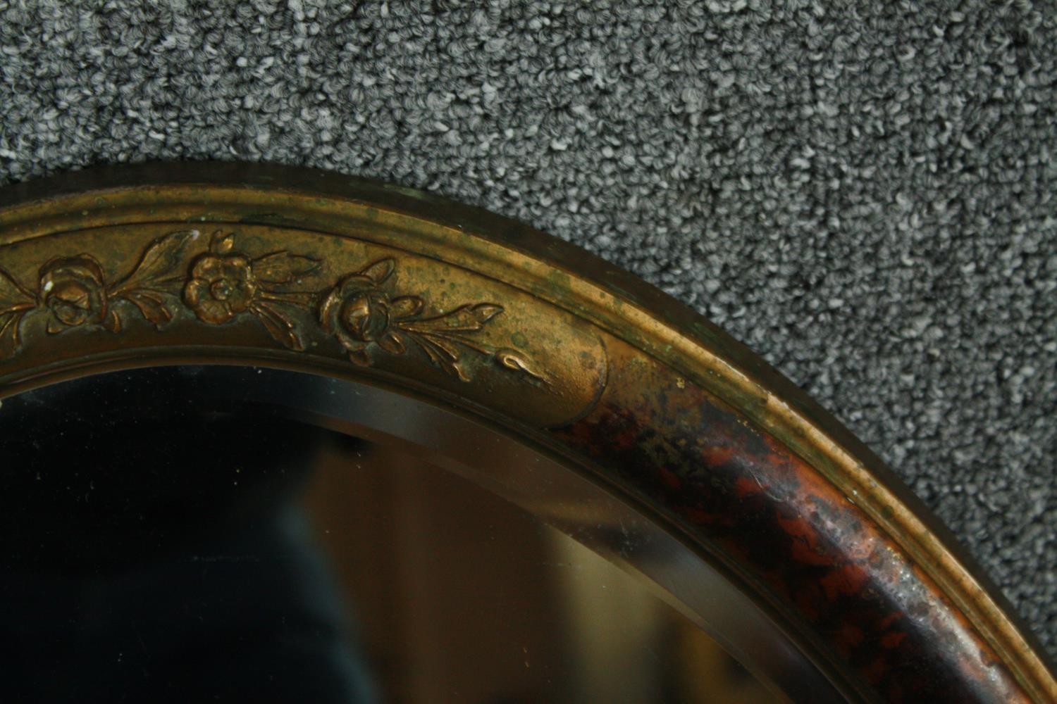 Wall mirror, C.1900 giltwood and gesso with faux tortoiseshell decoration. H.74 W.48cm. - Image 4 of 5