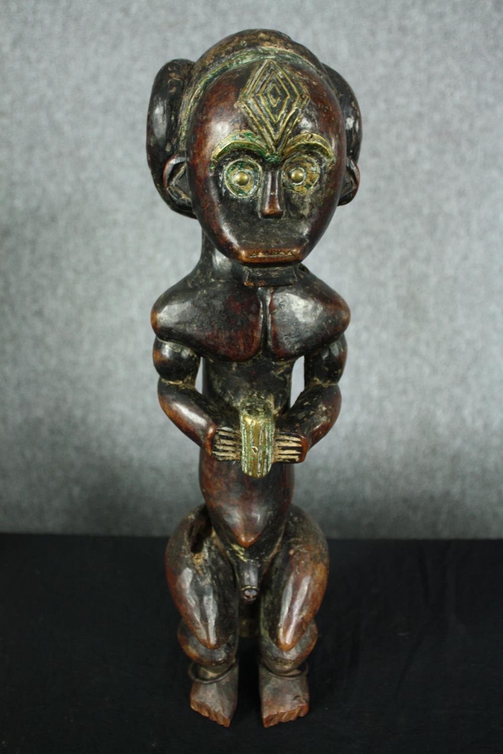 An African carved hardwood ancestor figure, possibly 19th century along with a similar example. H. - Image 7 of 11