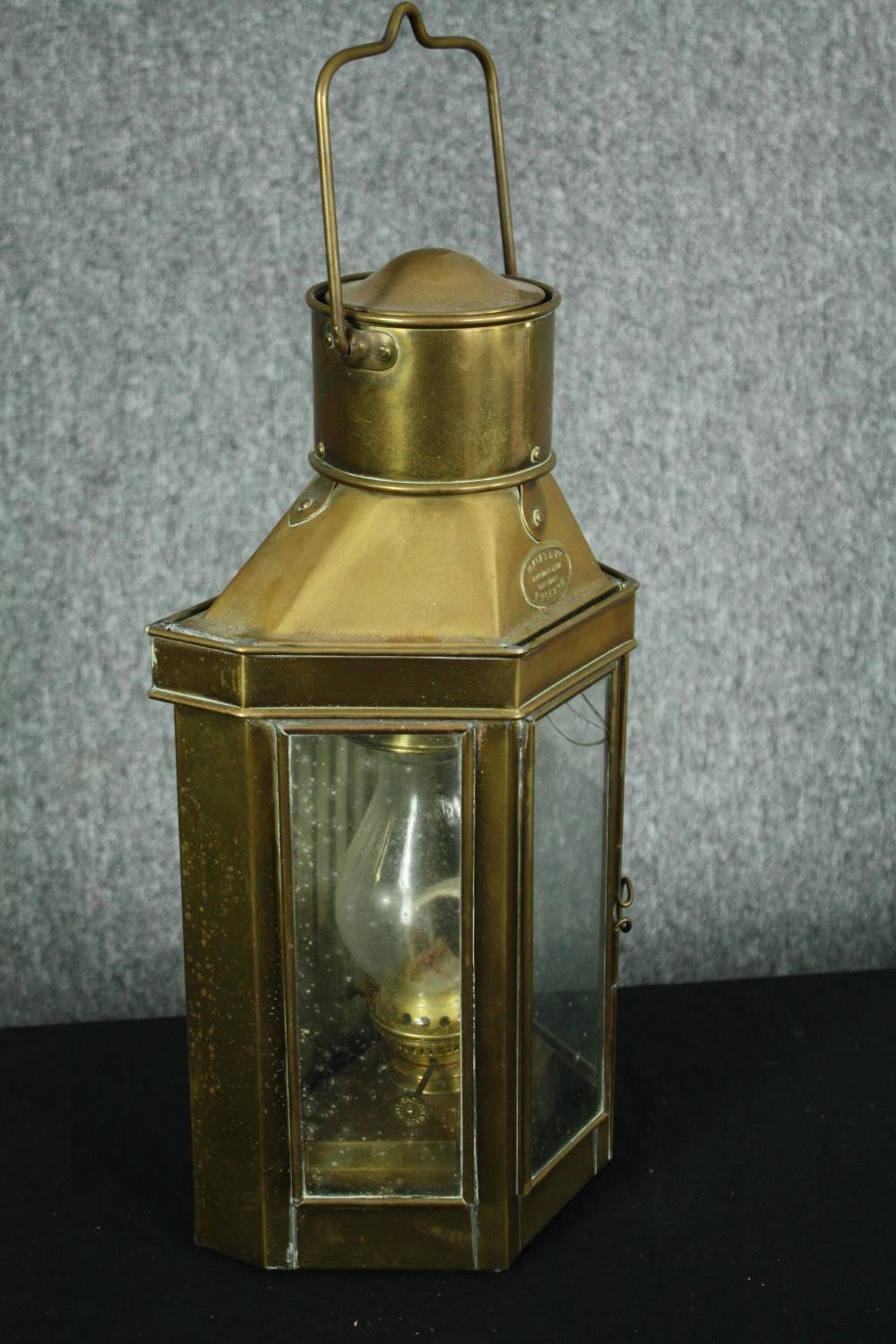 A brass Davey and Co oil lamp. H.52cm. - Image 2 of 4