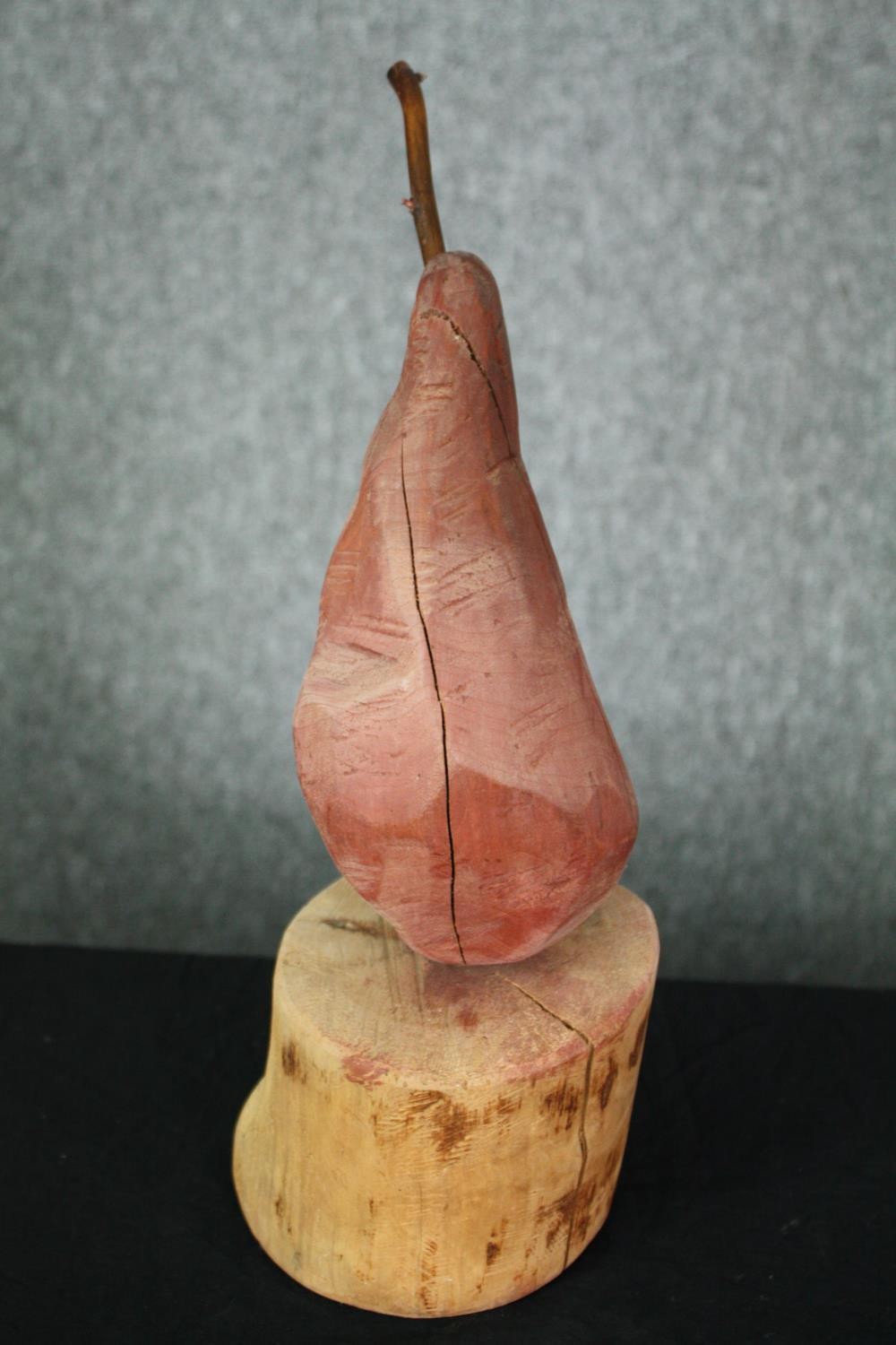 Contemporary art, a carved and painted pear. H.34cm. - Image 2 of 4