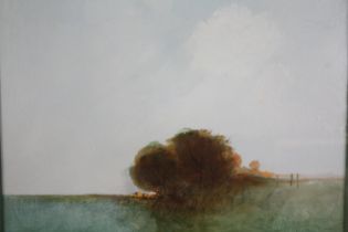 Anthony Krikhaar (B.1940), oil on board, trees in a lowland landscape, signed. H.53 W.64cm.