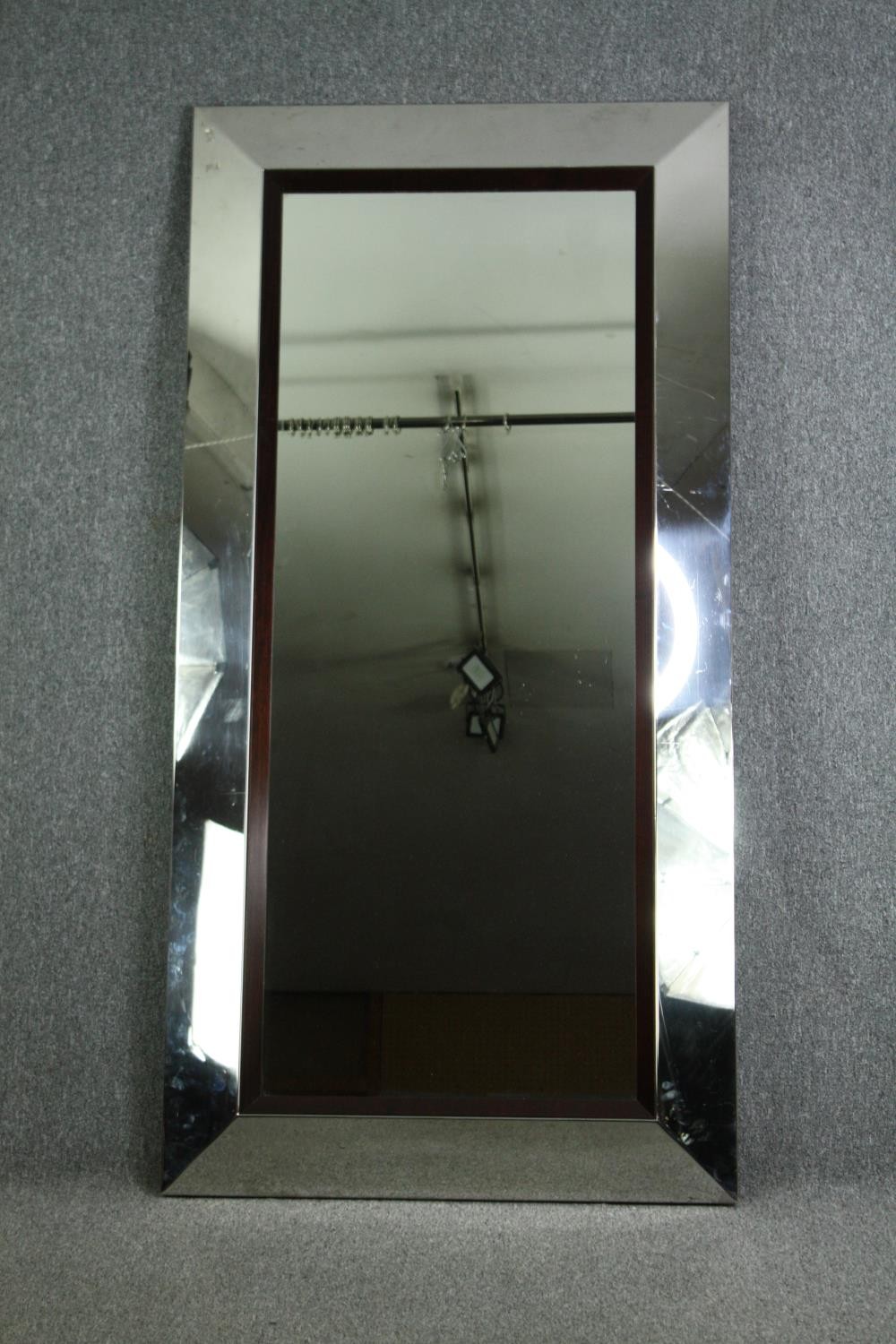 Pier mirror, full height contemporary in a chrome frame. H.200 W.100cm.