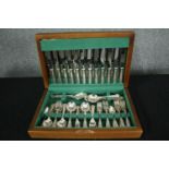 A cased canteen of silver plated cutlery, John B Chatterley. H.10 W.47 D.31cm.