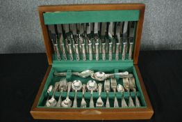 A cased canteen of silver plated cutlery, John B Chatterley. H.10 W.47 D.31cm.