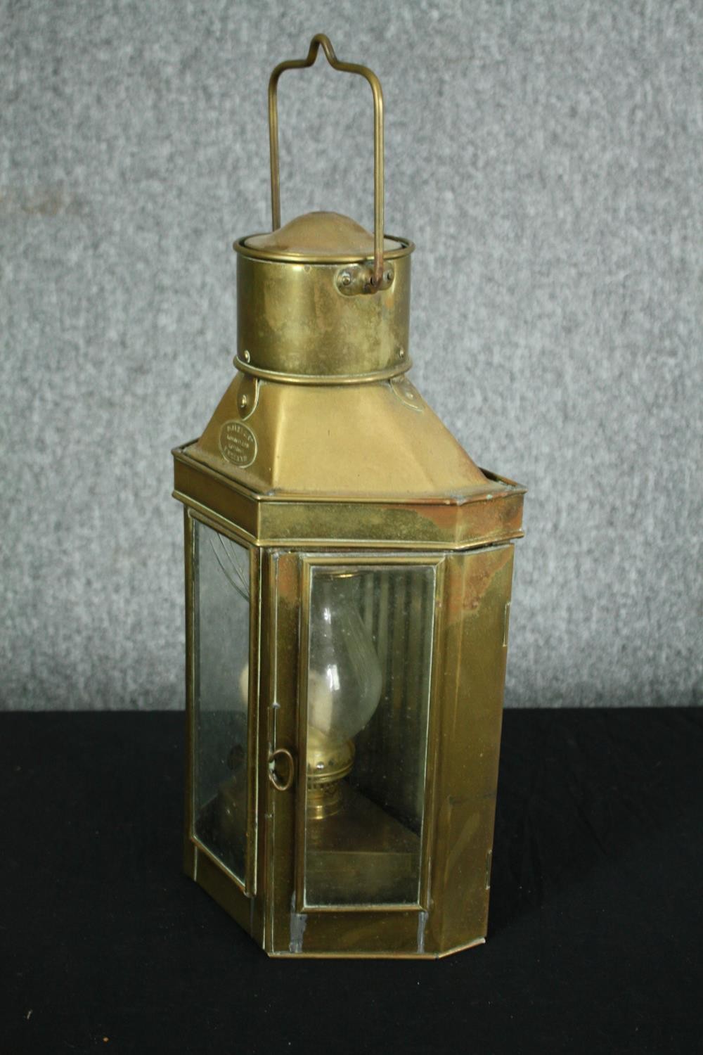 A brass Davey and Co oil lamp. H.52cm. - Image 3 of 4