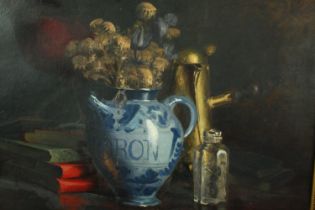 Oil on canvas, still life, gilt framed unsigned but very indistinctly dated. H.49 W.53cm.